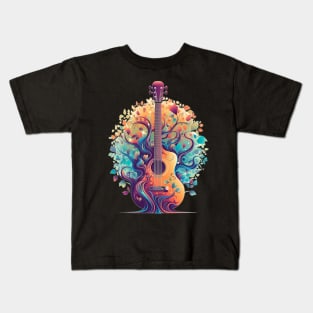 Acoustic Guitar Tree Of Life Guitar Player Nature Guitarist Kids T-Shirt